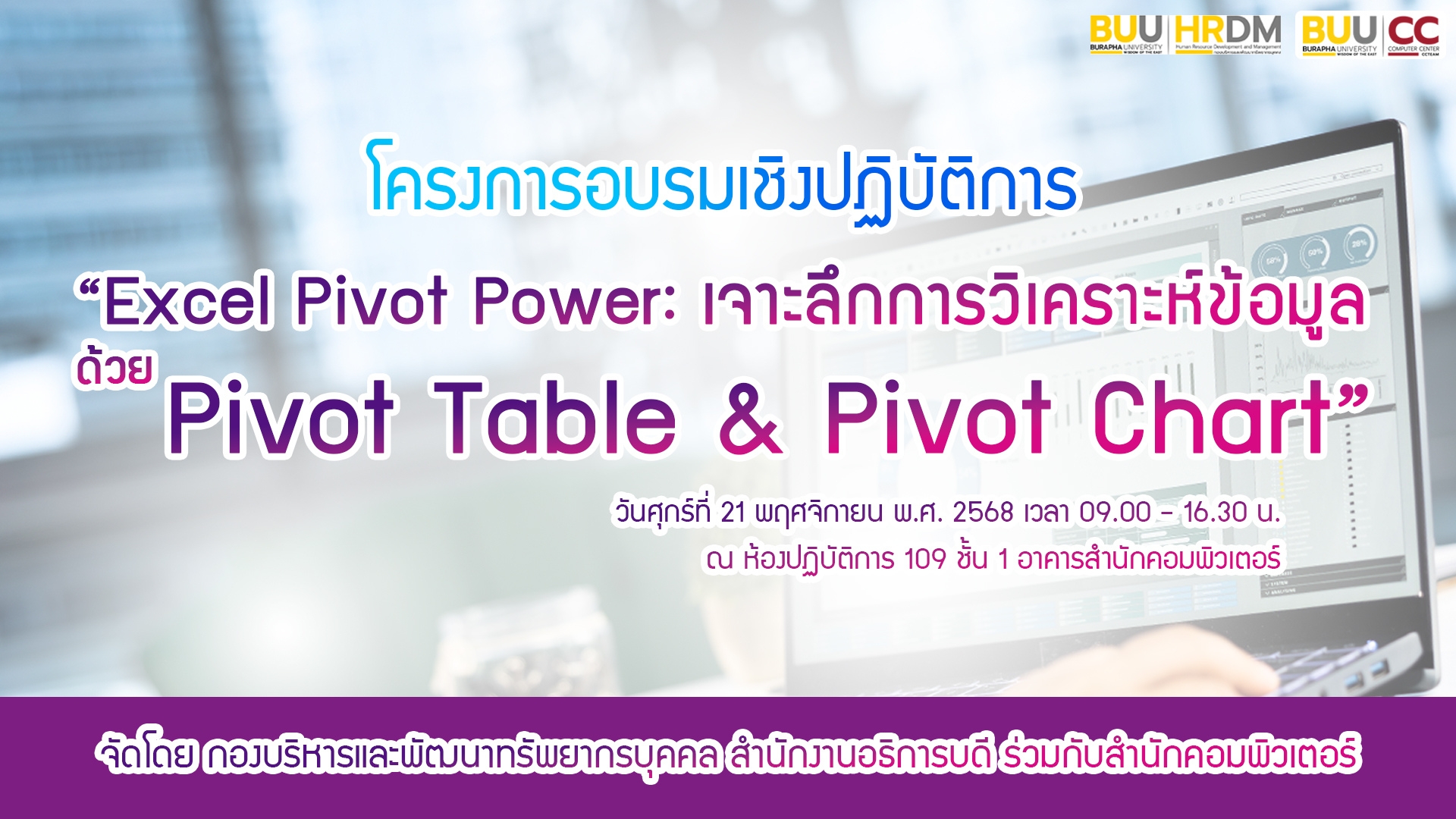 Excel Pivot Power: เจาะลึกการวิเคราะห์ข้อมูลด้วย Pivot Table & Pivot Chart CC052